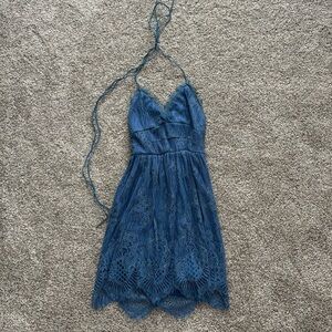 Halter, lace up back- dress